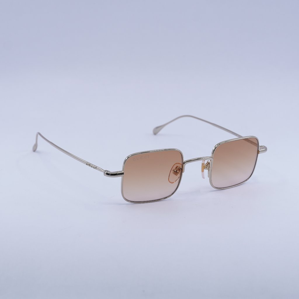 Gucci Gg1813s 004 Sunglasses Gold Rectangle Frame, Orange To Pink Lenses